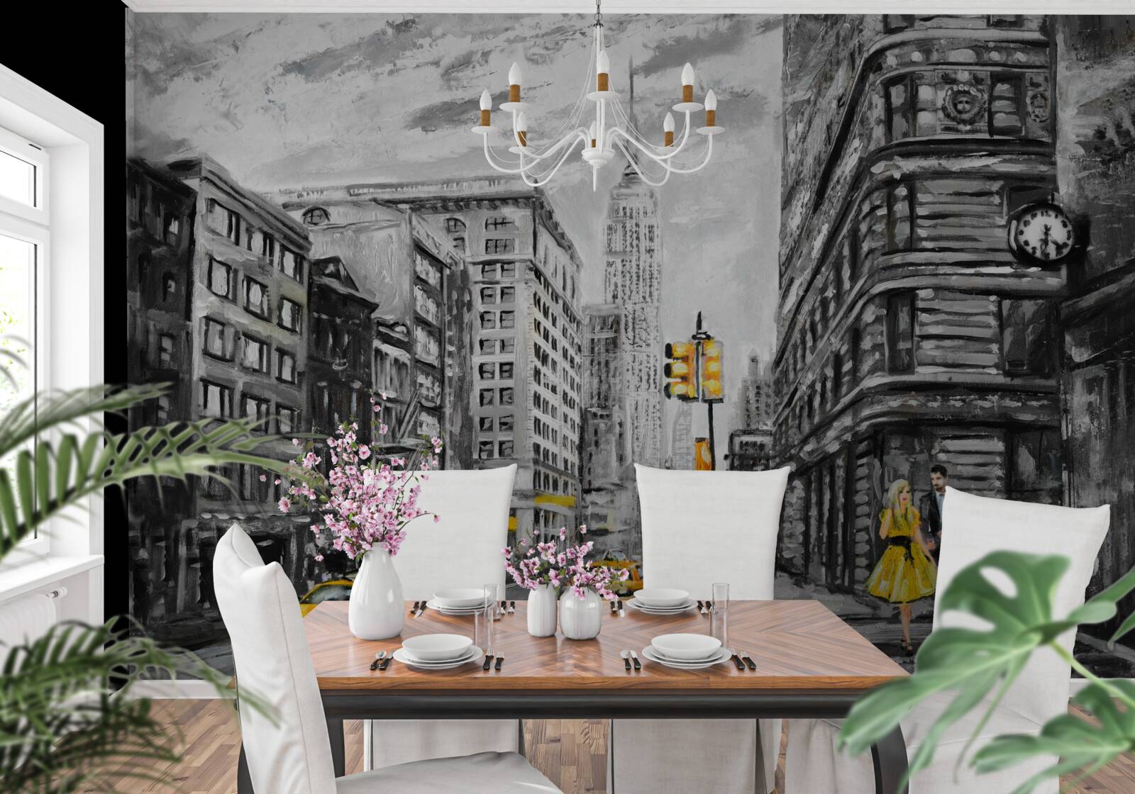 Fototapeta Žlté taxíky na sivých uliciach mesta