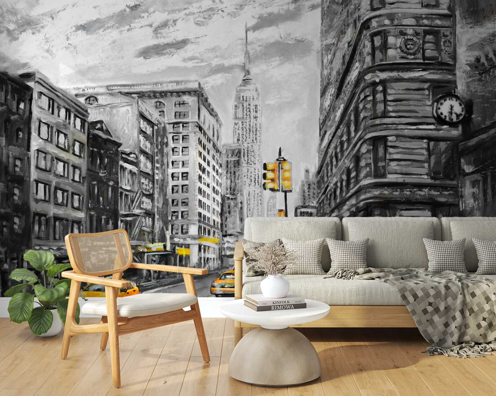 Fototapeta Žlté taxíky na sivých uliciach mesta