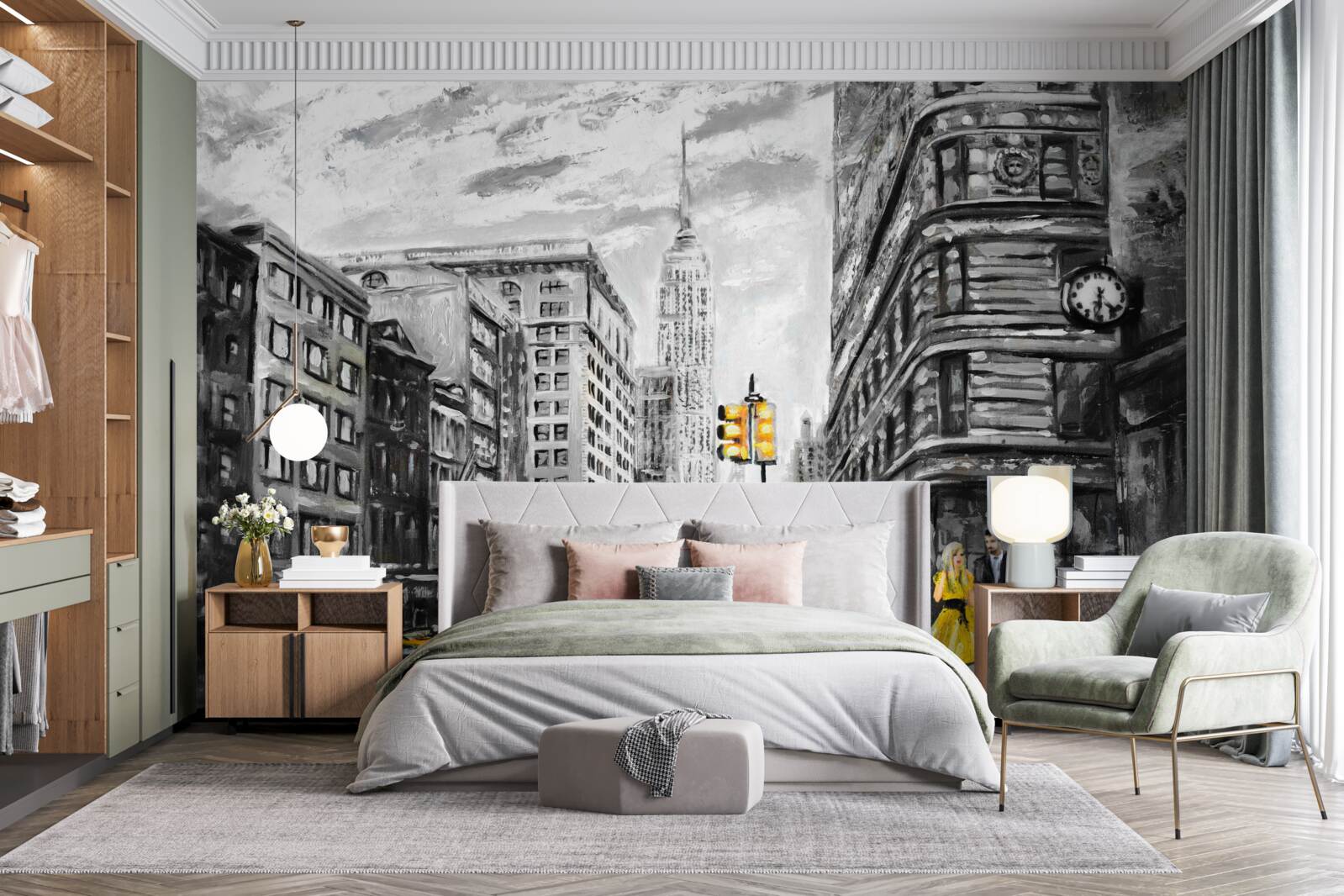 Fototapeta Žlté taxíky na sivých uliciach mesta