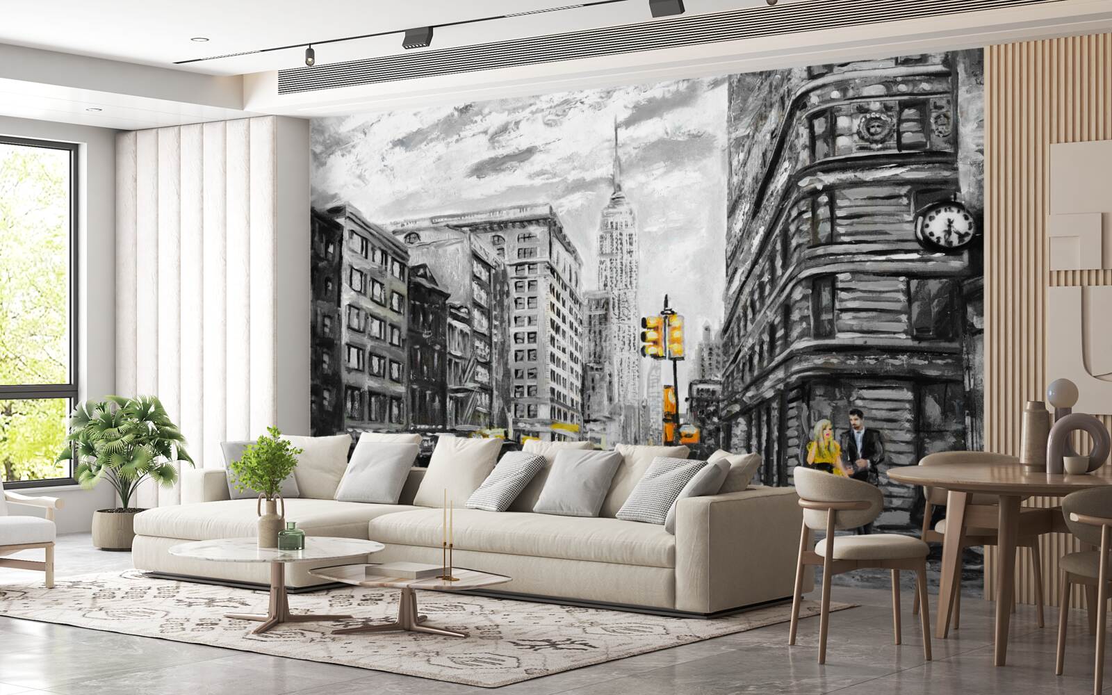 Fototapeta Žlté taxíky na sivých uliciach mesta