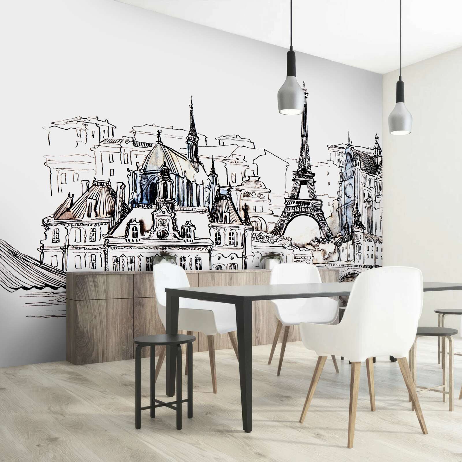 Fototapeta vynikajúce miesta v Paríži, prezentované ceruzkou