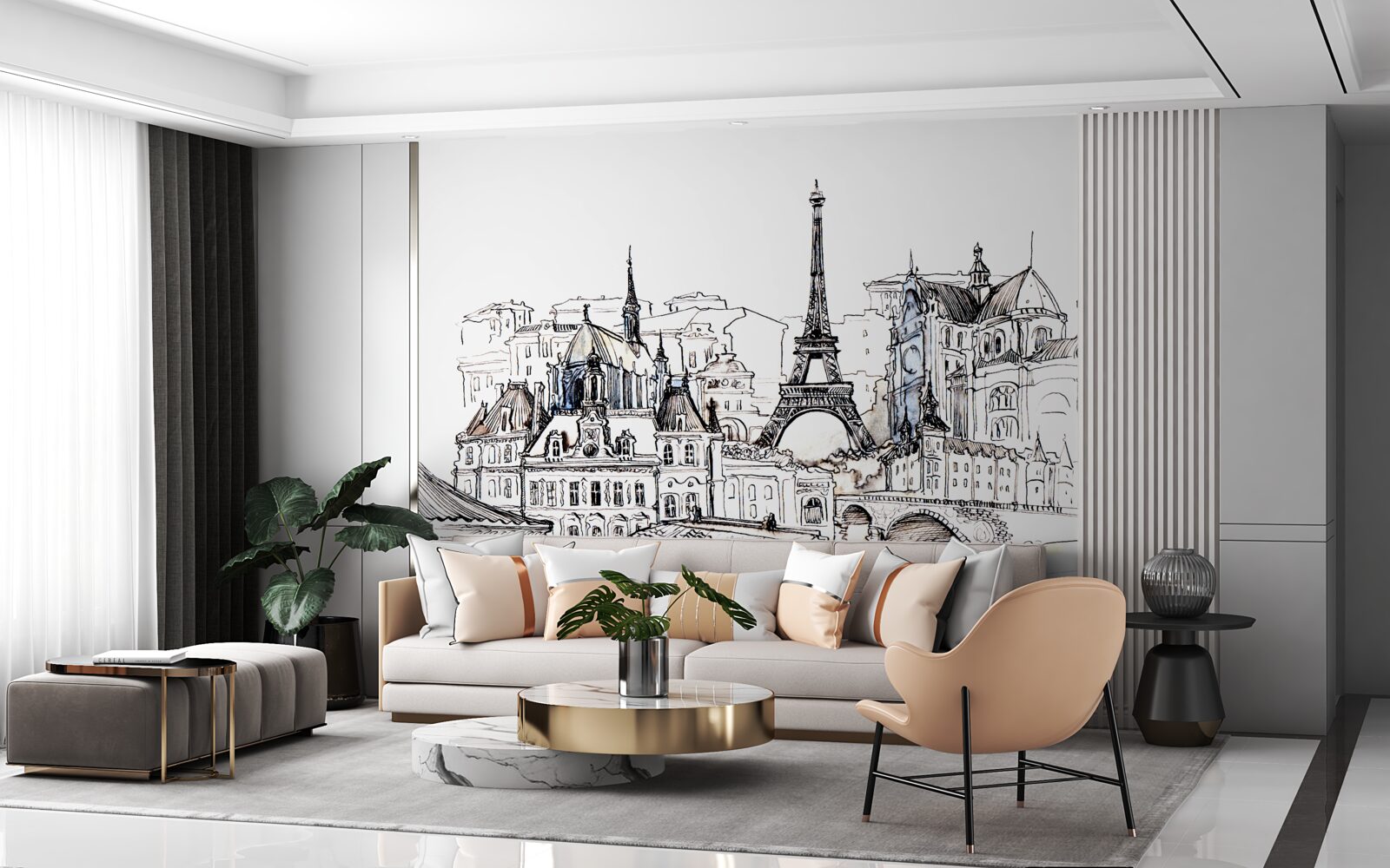 Fototapeta vynikajúce miesta v Paríži, prezentované ceruzkou