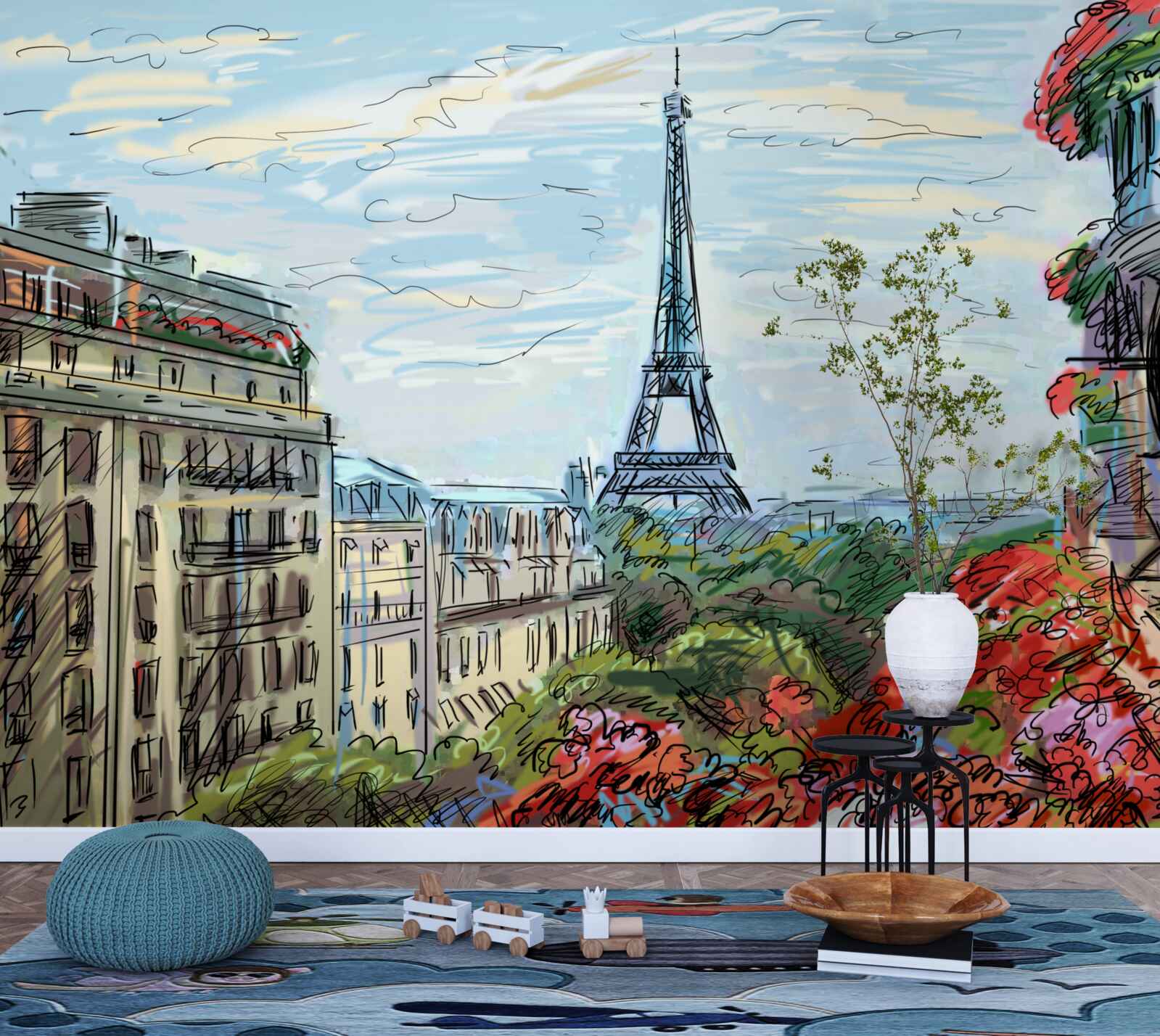 Fototapeta úchvatný výhľad z balkóna na Eiffelovu vežu