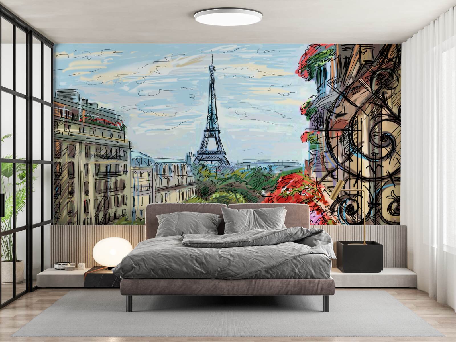 Fototapeta úchvatný výhľad z balkóna na Eiffelovu vežu