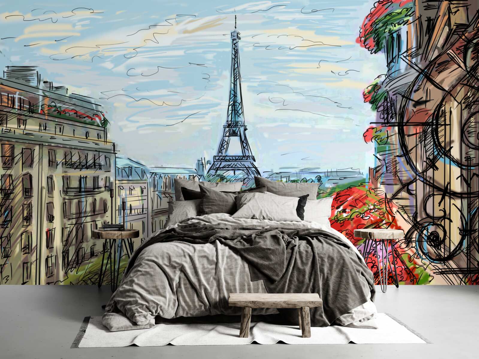 Fototapeta úchvatný výhľad z balkóna na Eiffelovu vežu