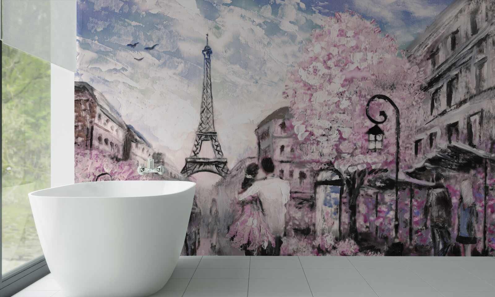 Fototapeta zamilovaný pár v uliciach Paríža