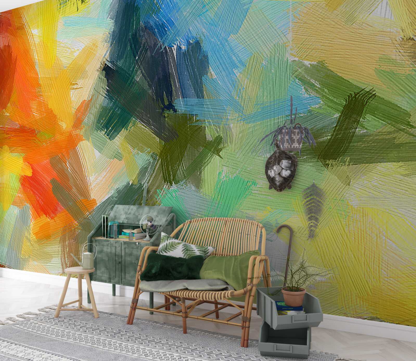 Fototapeta abstraktná olejomaľba zobrazujúca jeseň