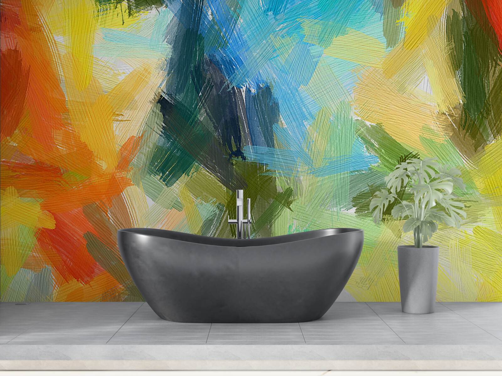 Fototapeta abstraktná olejomaľba zobrazujúca jeseň