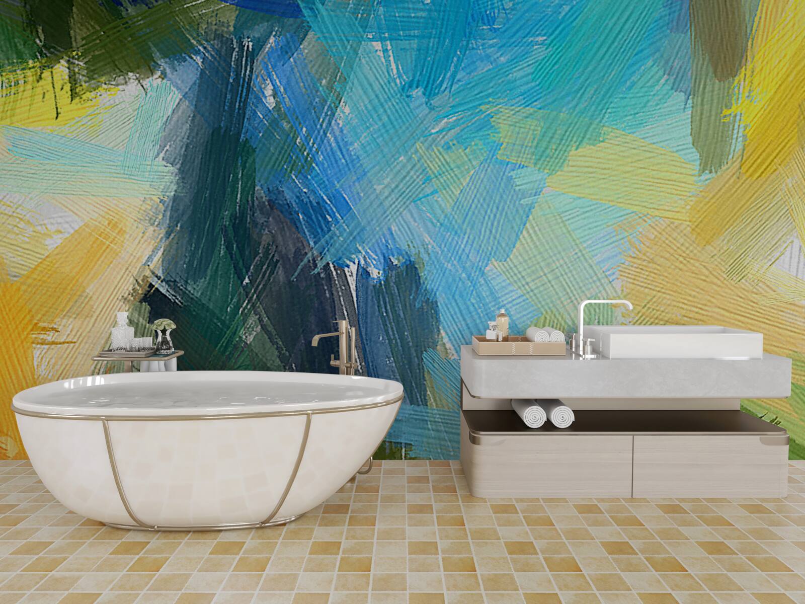 Fototapeta jesenná abstrakcia vytvorená olejovými farbami