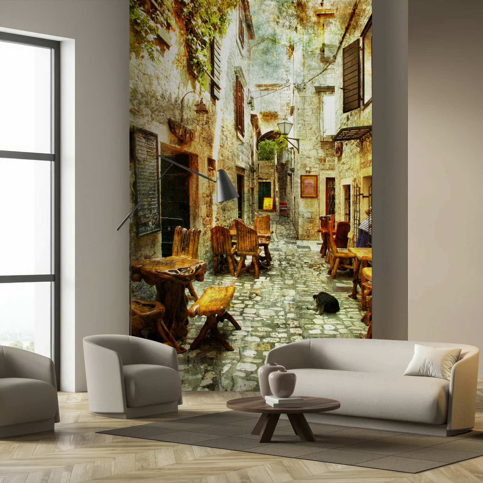 Fototapeta pohodlná, tichá kaviareň v historickej časti mesta