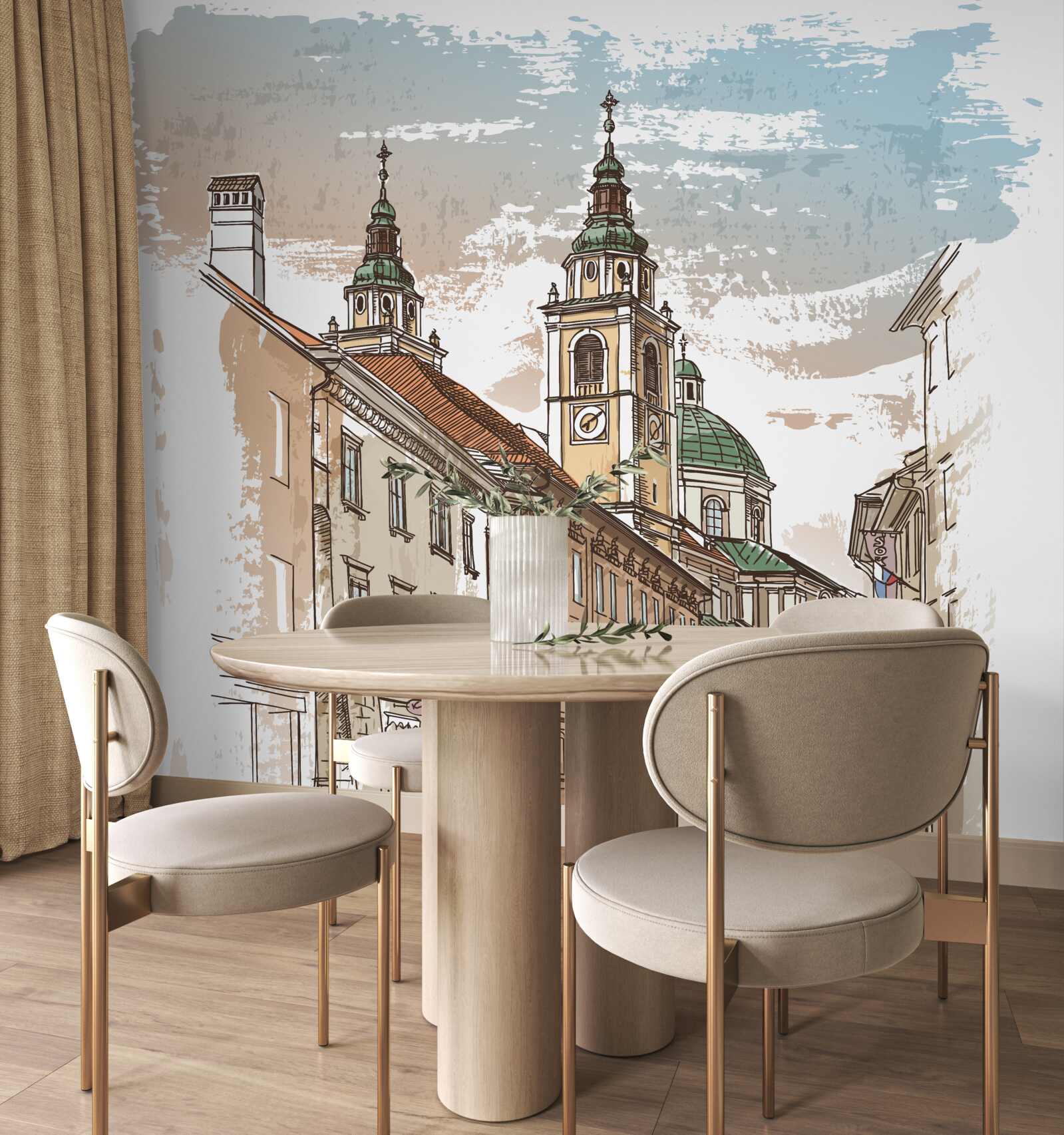 Fototapeta staroveké mesto zobrazené ceruzkou