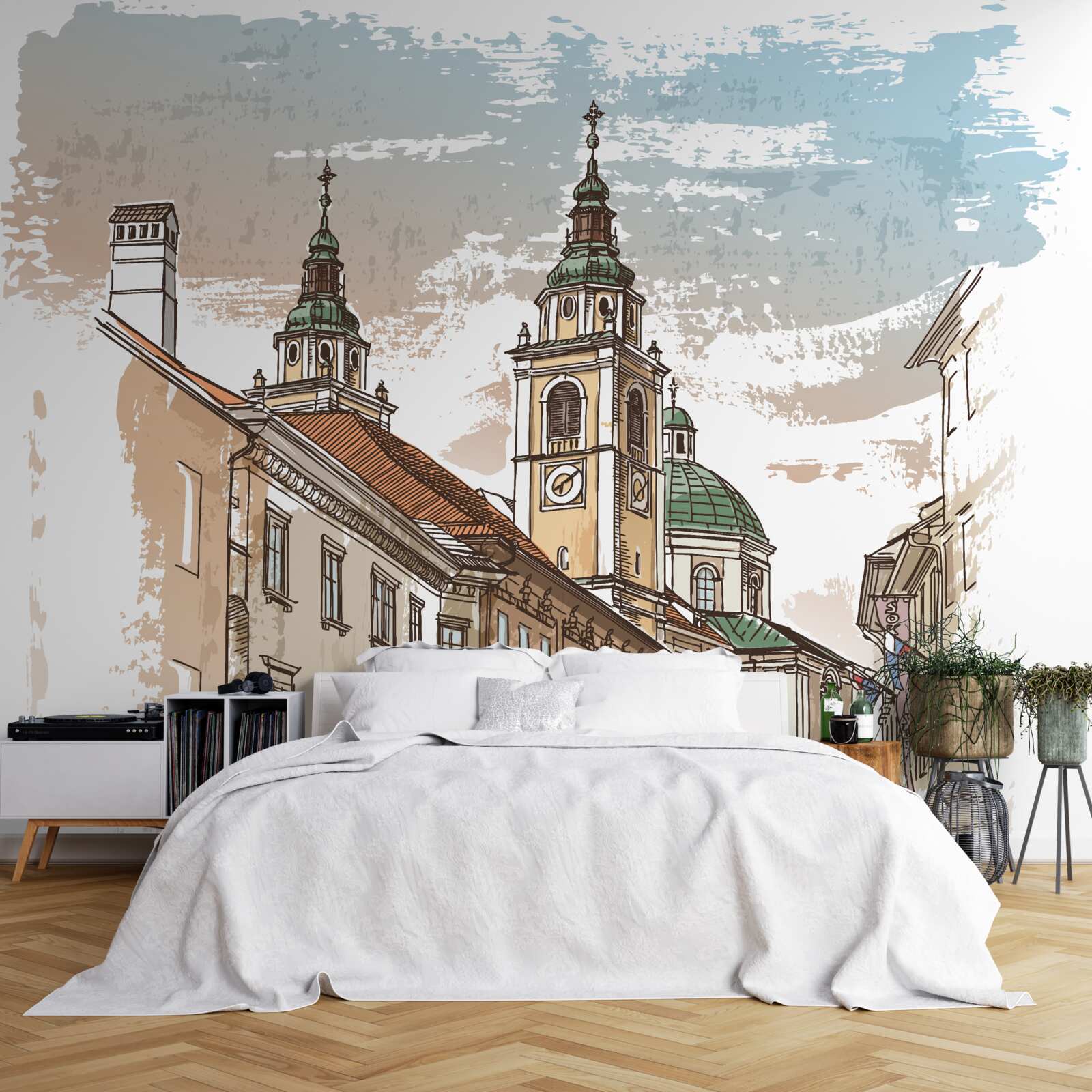 Fototapeta staroveké mesto zobrazené ceruzkou