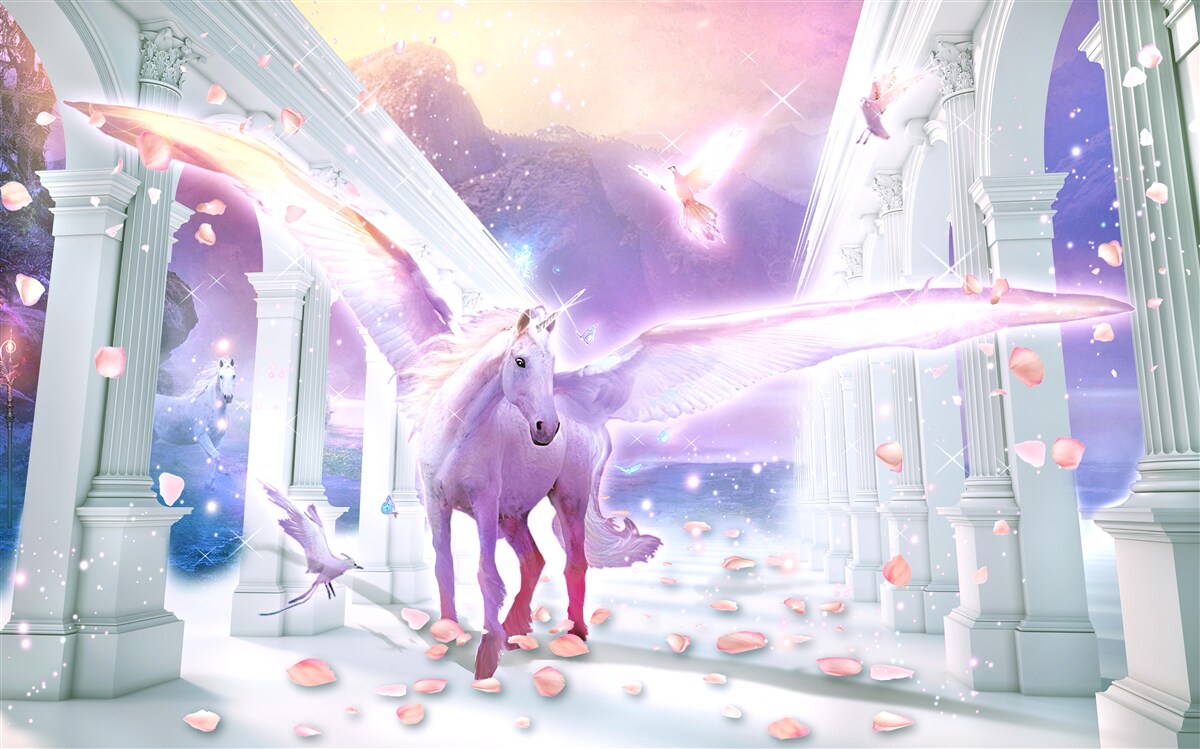 Fototapeta magický jednorožec plávajúci na oblohe