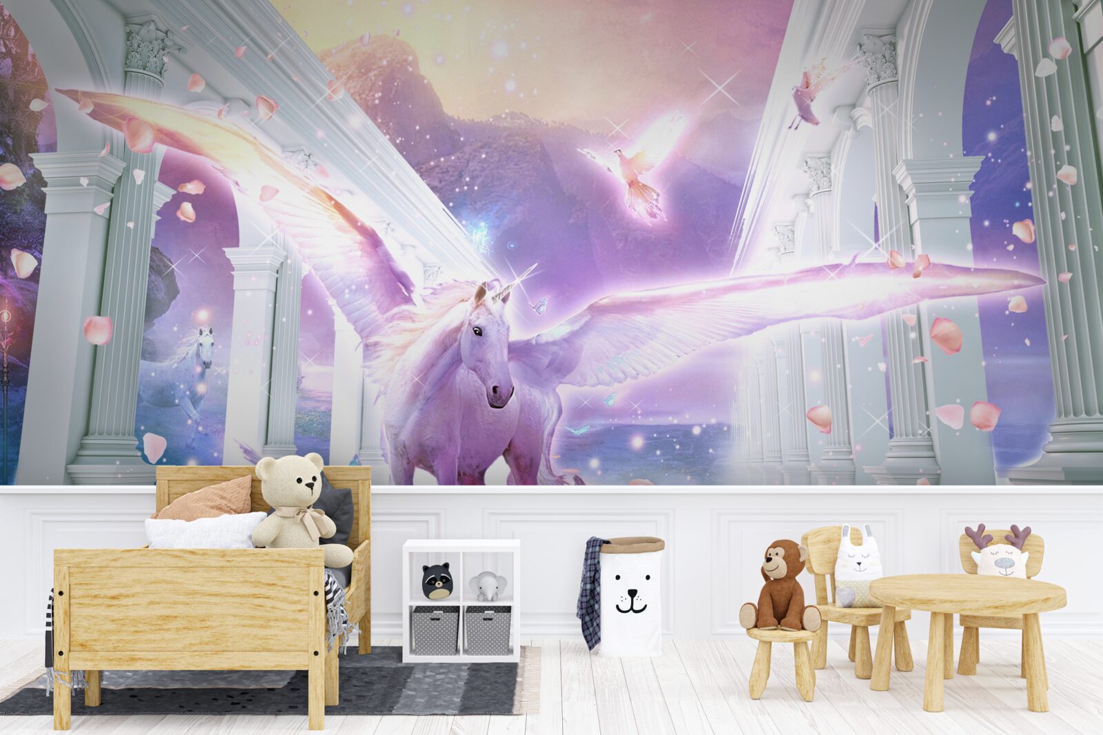 Fototapeta magický jednorožec plávajúci na oblohe