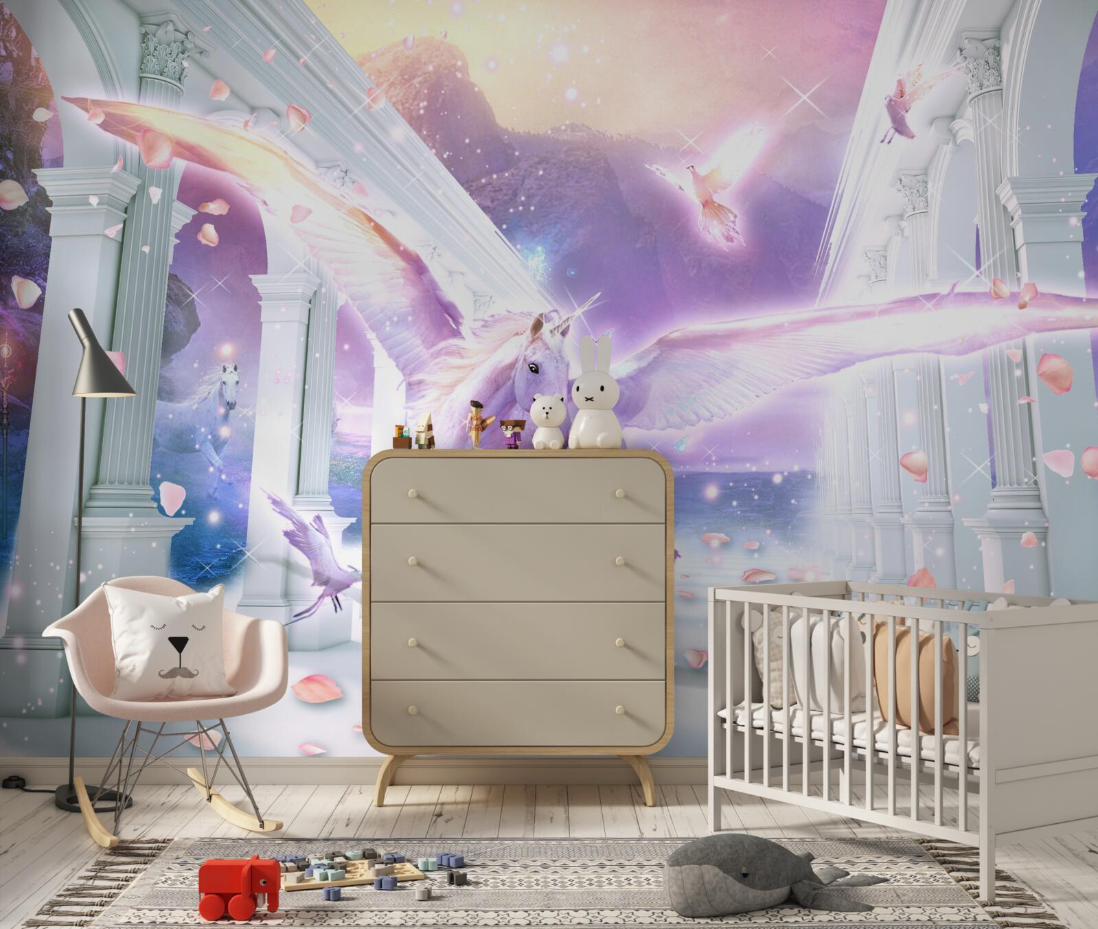 Fototapeta magický jednorožec plávajúci na oblohe