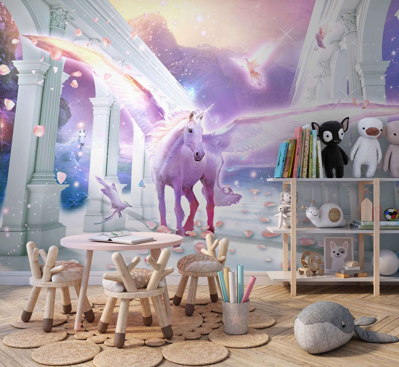 Fototapeta magický jednorožec plávajúci na oblohe