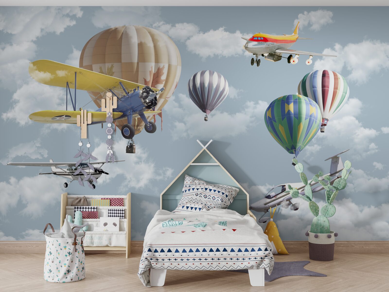 Fototapeta súťaž balónov a lietadiel vo vzduchu