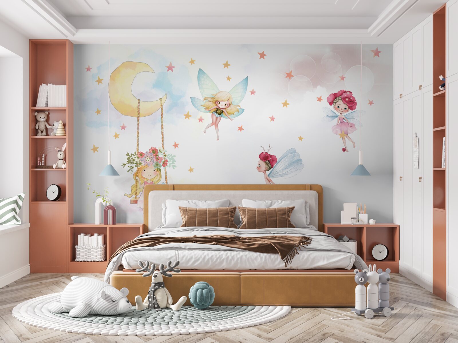 Fototapeta dieťa na hojdačke a čarovné bytosti