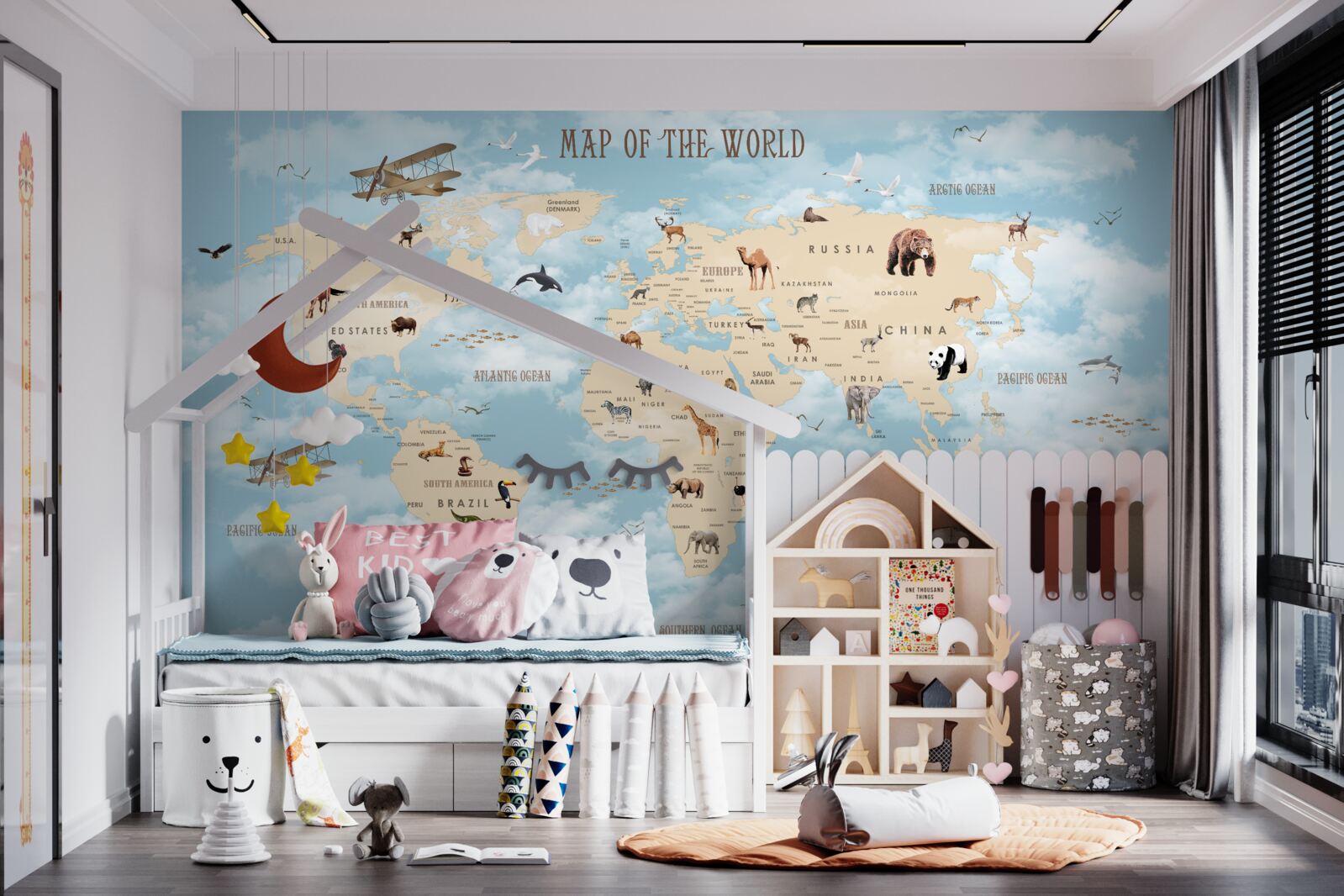 Fototapeta mapa zobrazujúca dopravu a zvieratá