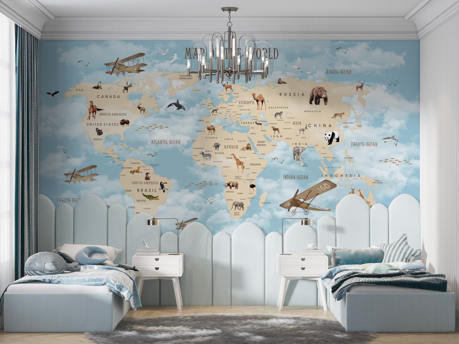 Fototapeta mapa zobrazujúca dopravu a zvieratá