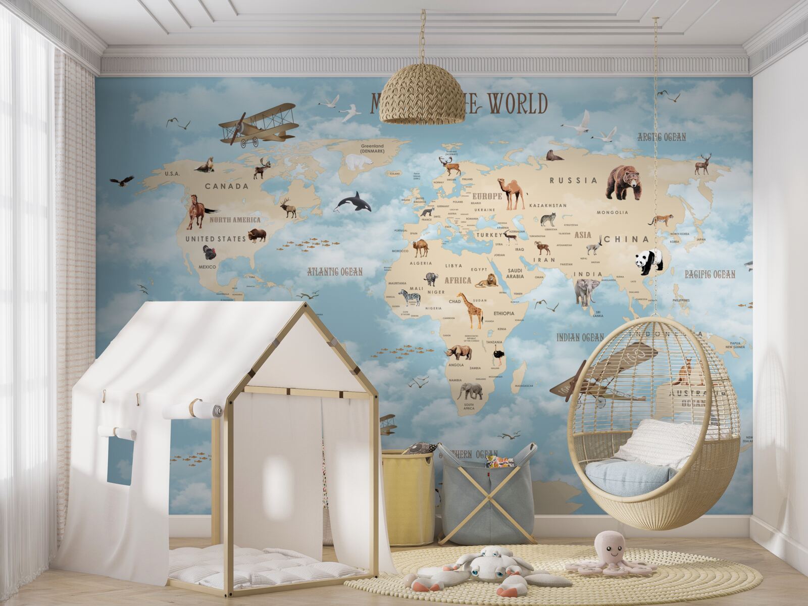 Fototapeta mapa zobrazujúca dopravu a zvieratá