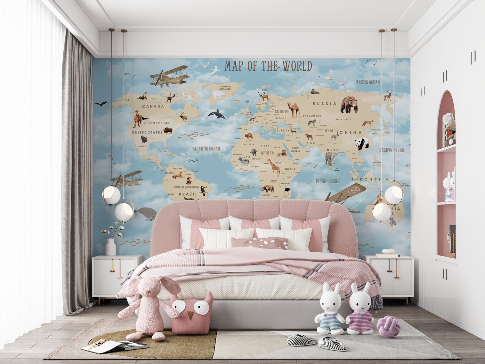 Fototapeta mapa zobrazujúca dopravu a zvieratá