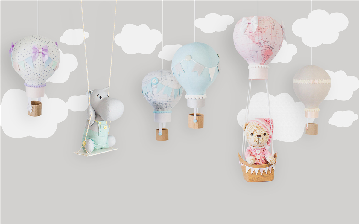 Fototapeta medvedík a malý hroch na oblohe