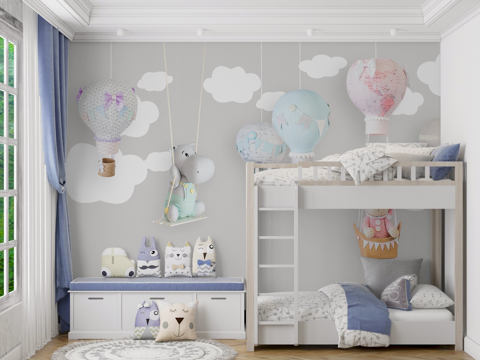 Fototapeta medvedík a malý hroch na oblohe