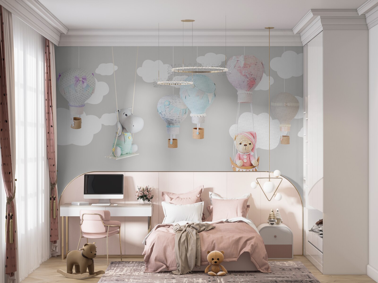 Fototapeta medvedík a malý hroch na oblohe