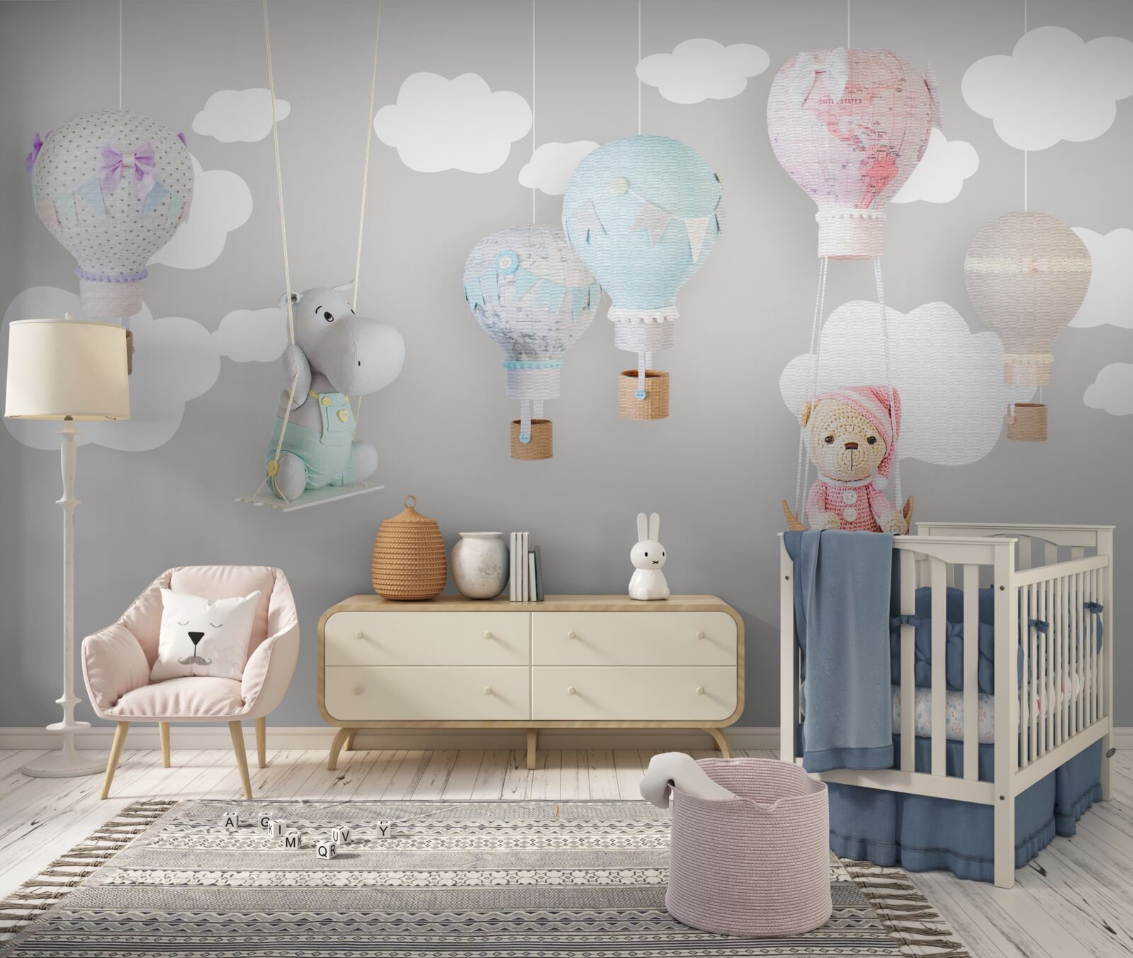 Fototapeta medvedík a malý hroch na oblohe