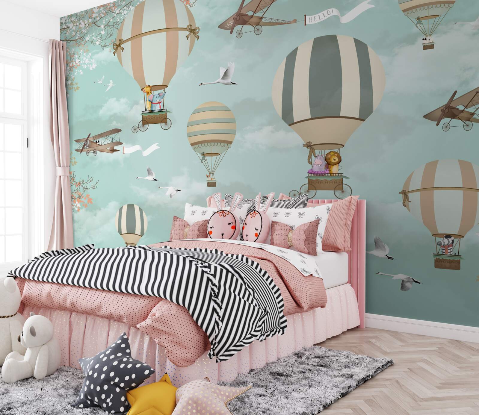 Fototapeta zvieratá začali svoju cestu vzduchom do neba