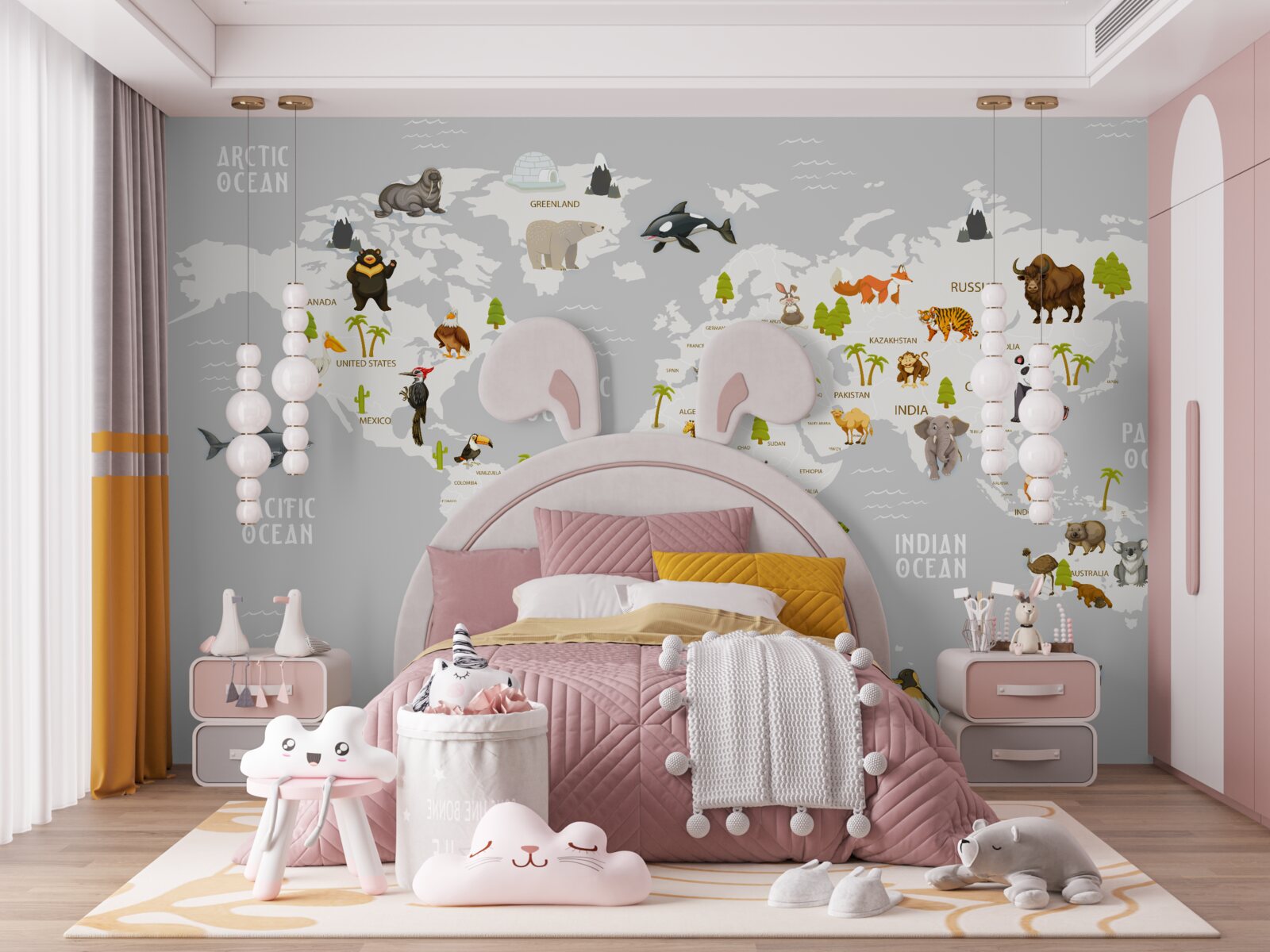 Fototapeta mapa zobrazujúca voľne žijúce zvieratá