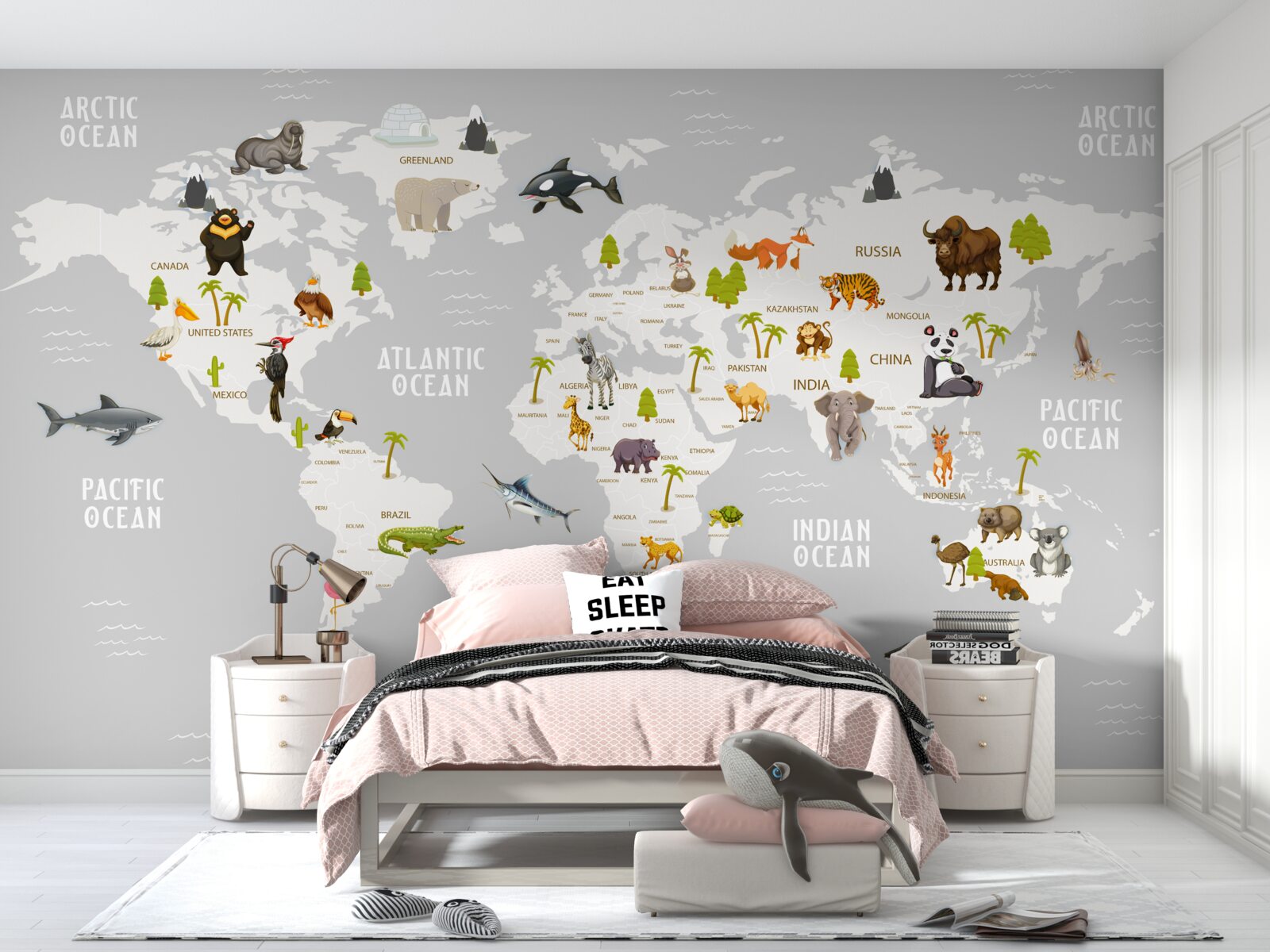 Fototapeta mapa zobrazujúca voľne žijúce zvieratá