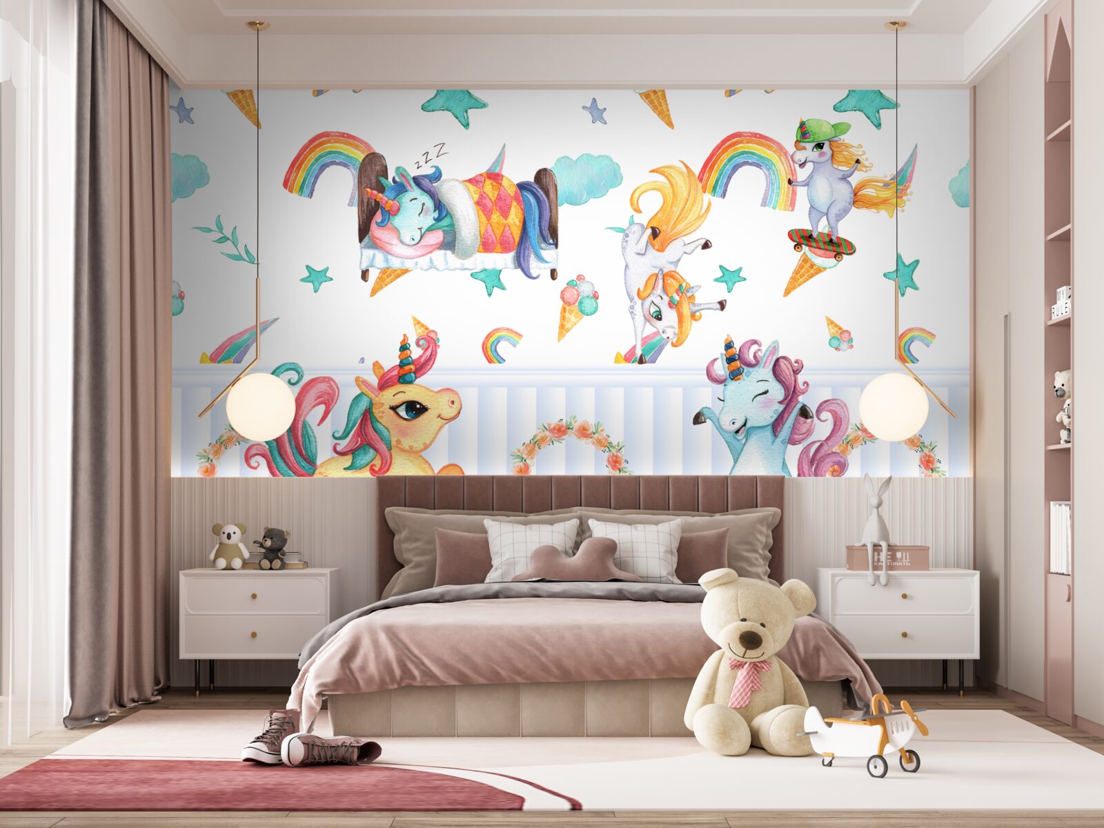 Fototapeta jednorožce, zaneprázdnené svojimi vlastnými záležitosťami, v rôznych farbách