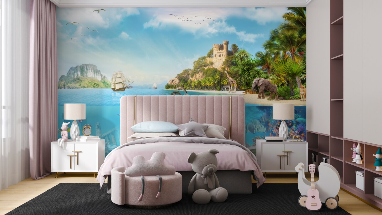 Fototapeta začarovaný ostrov obývaný rôznymi zvieratami