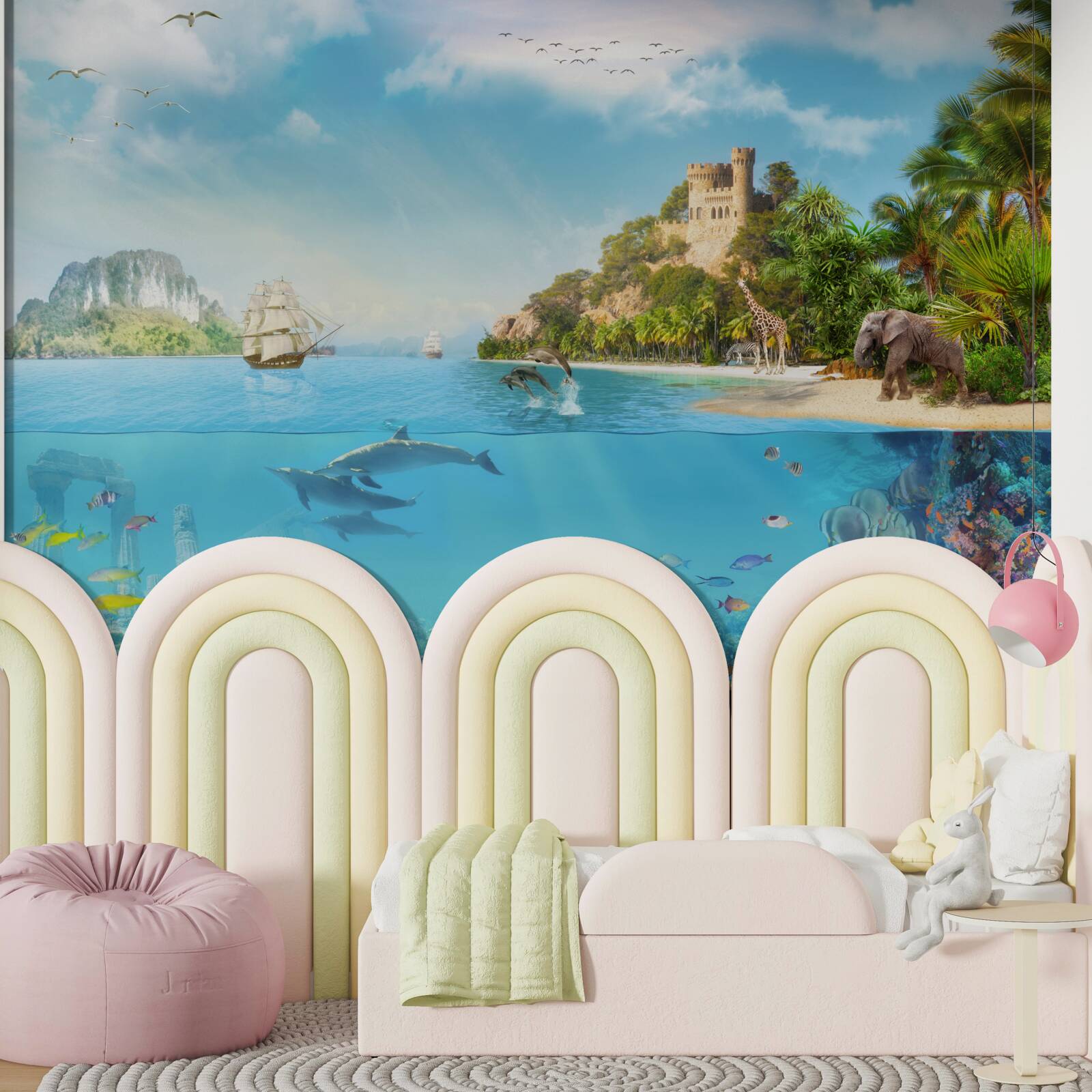 Fototapeta začarovaný ostrov obývaný rôznymi zvieratami