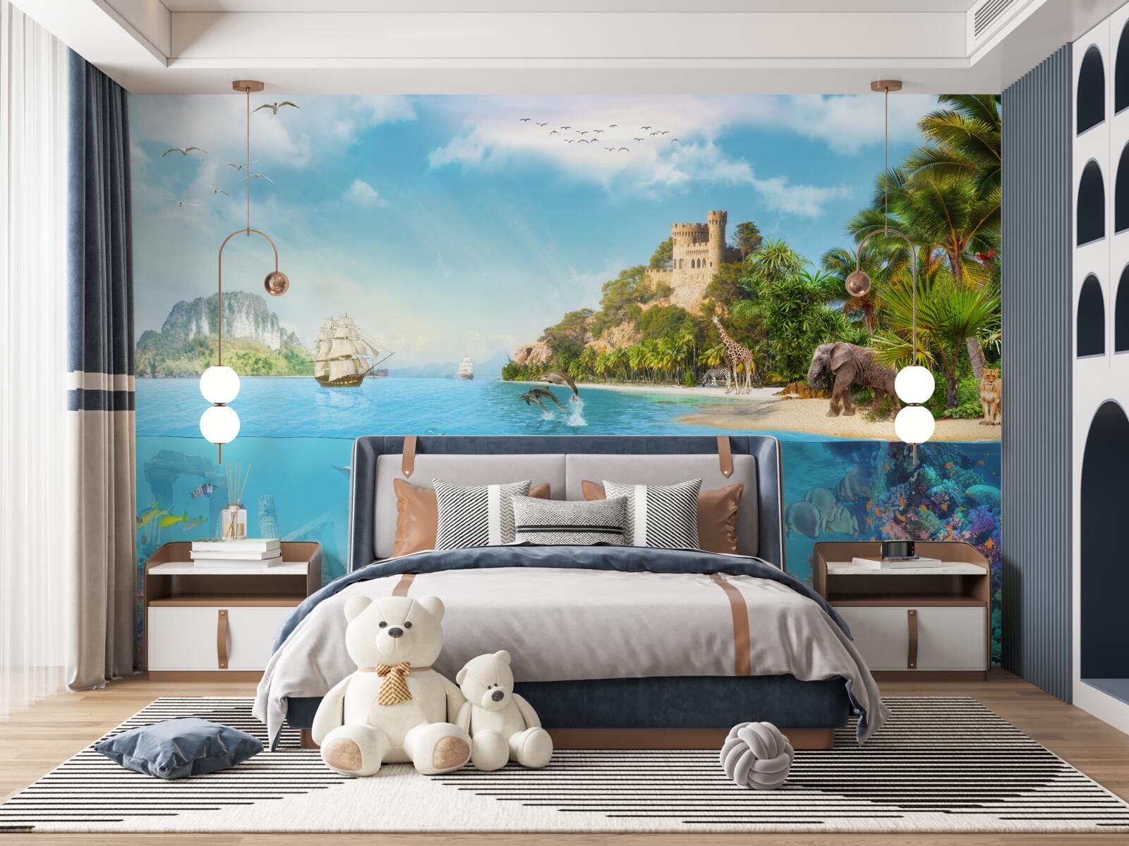 Fototapeta začarovaný ostrov obývaný rôznymi zvieratami