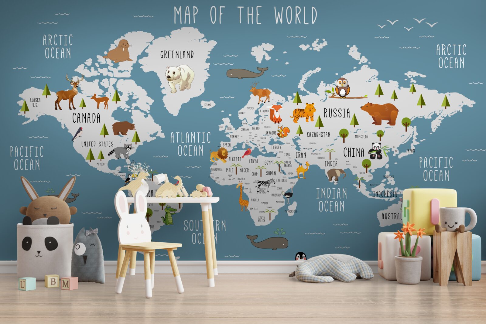 Fototapeta mapa vytvorená v animovanej estetike