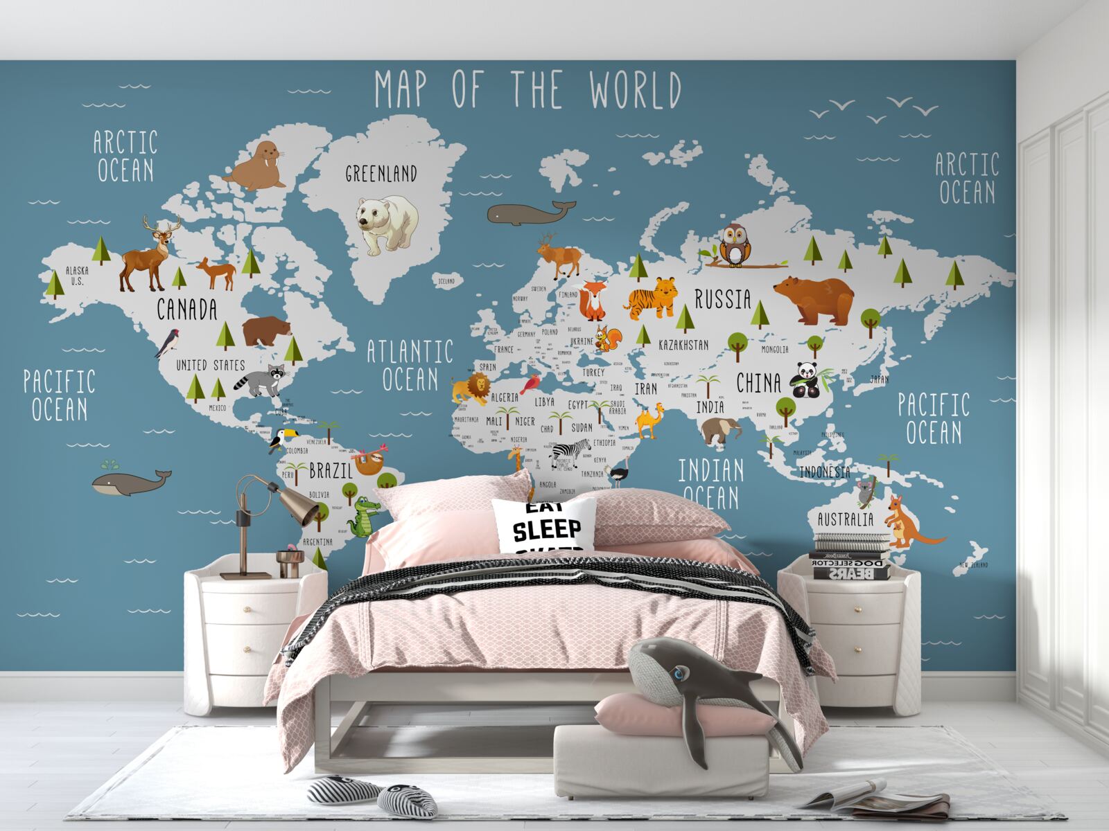 Fototapeta mapa vytvorená v animovanej estetike