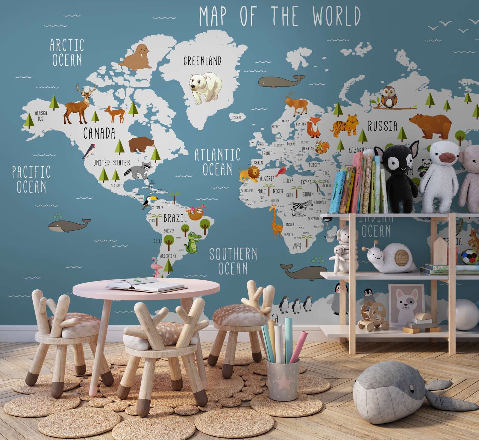 Fototapeta mapa vytvorená v animovanej estetike