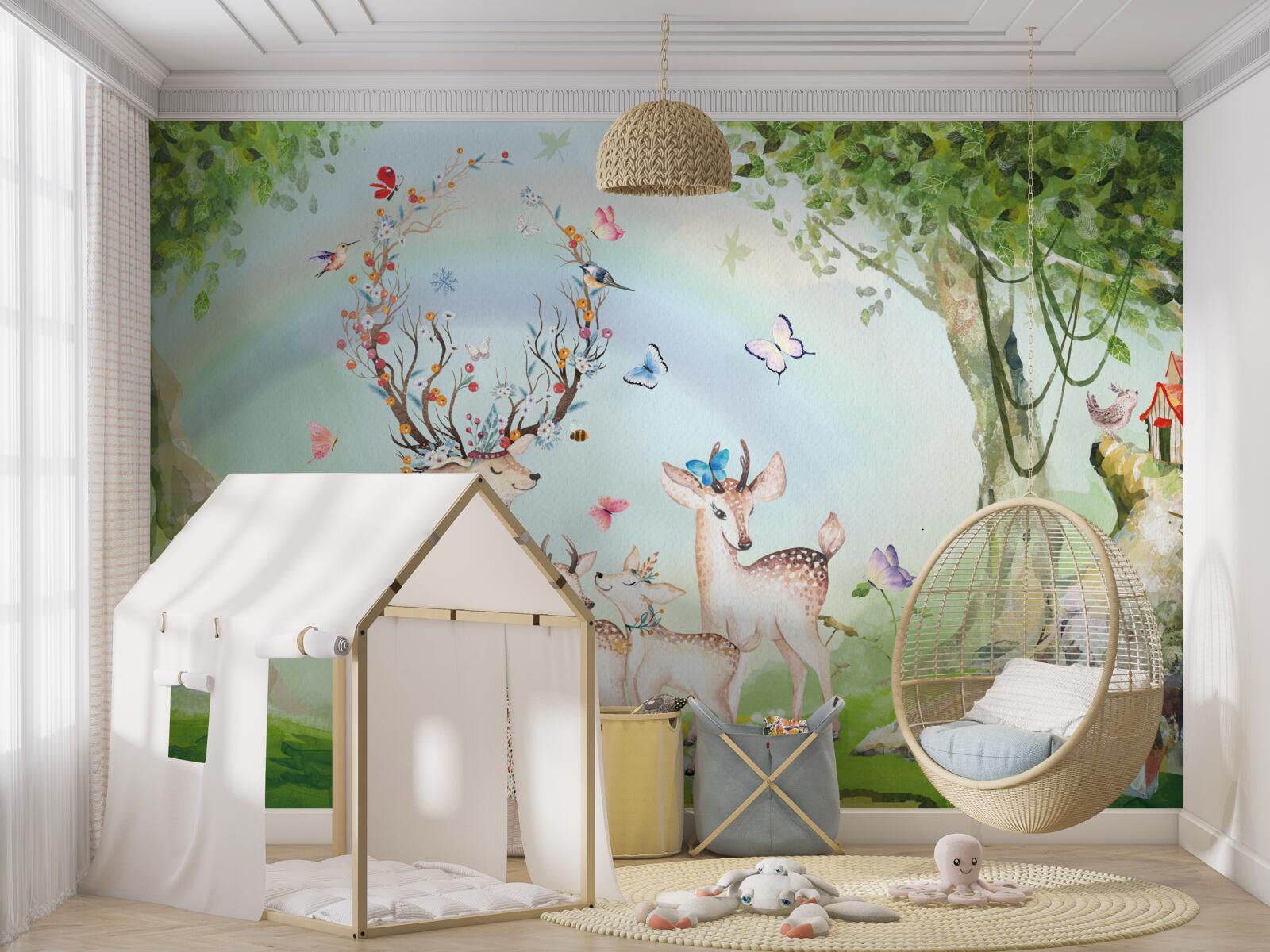 Fototapeta jeleň rodina v čarovnom lese