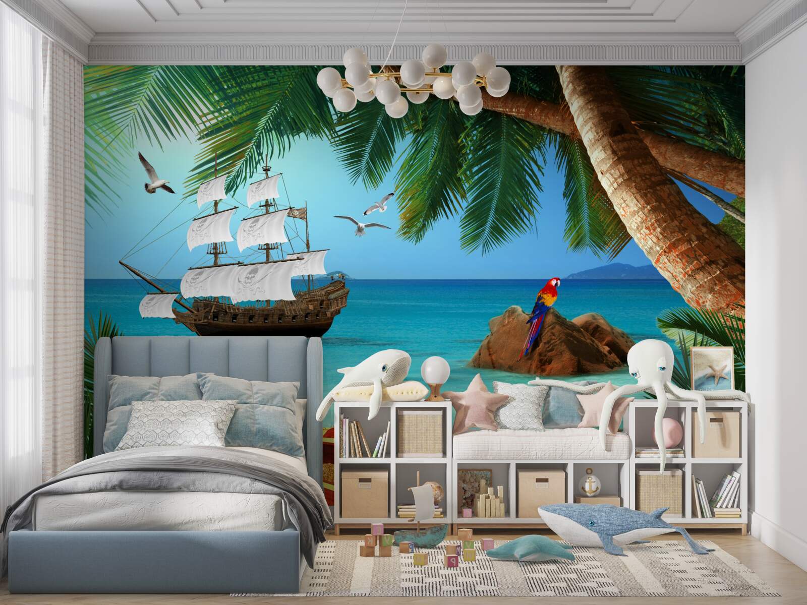 Fototapeta pohľad na loď z pirátskeho opevnenia