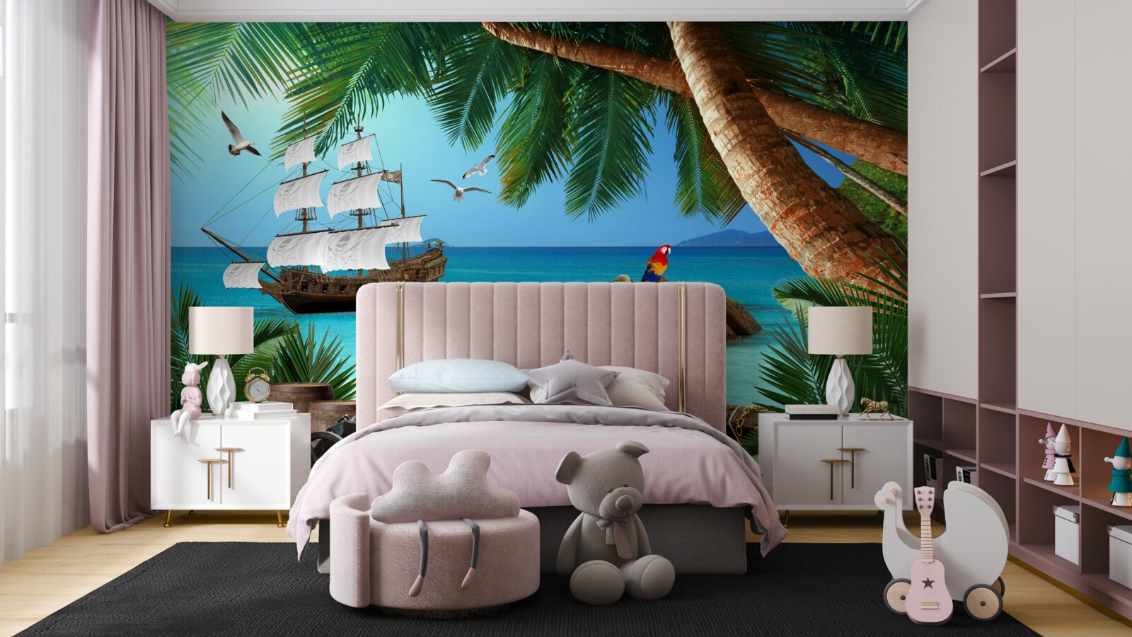 Fototapeta pohľad na loď z pirátskeho opevnenia