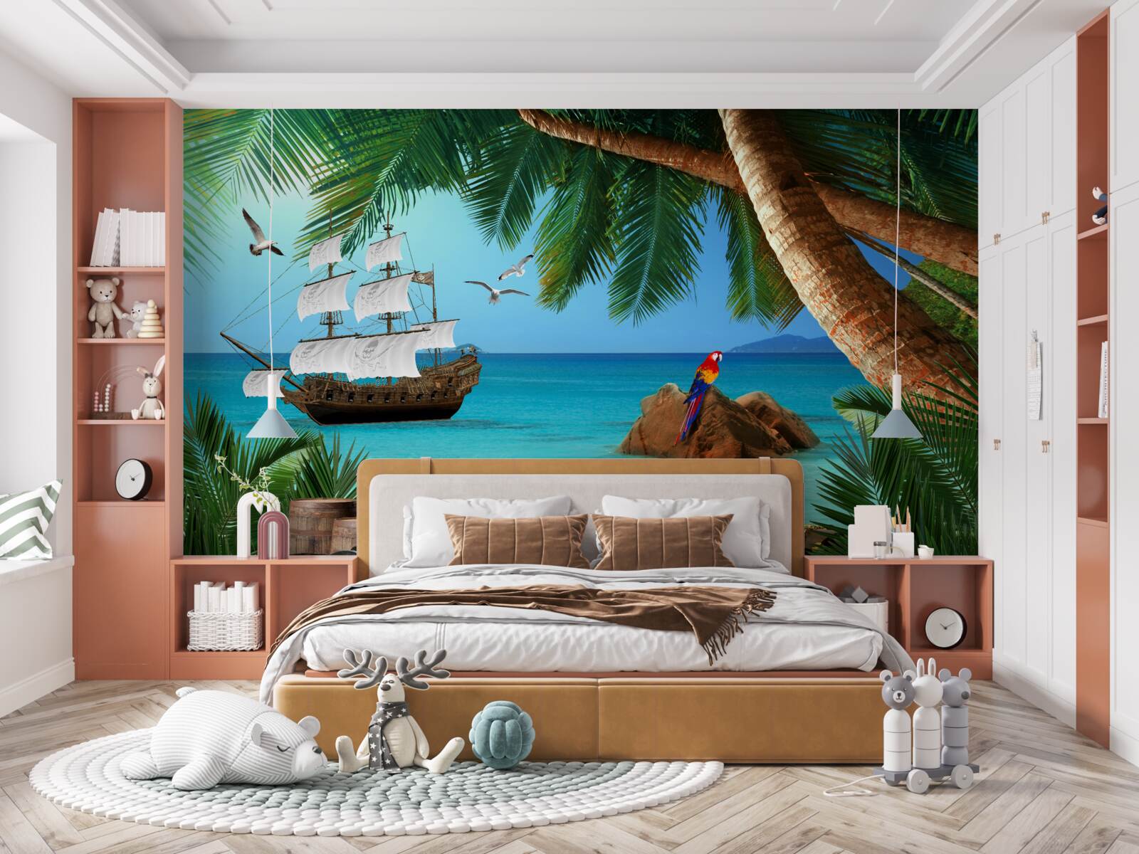 Fototapeta pohľad na loď z pirátskeho opevnenia