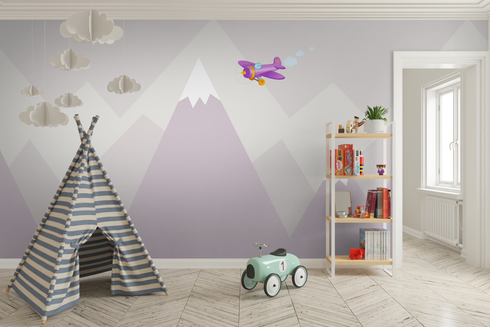 Fototapeta detská izba sa nachádza na pozadí hôr