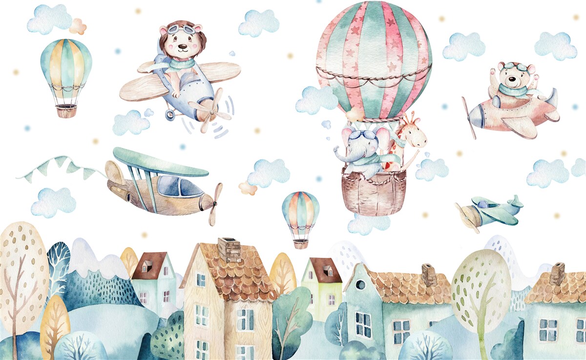 Fototapeta mesto, nad ktorým lietajú zvieratá