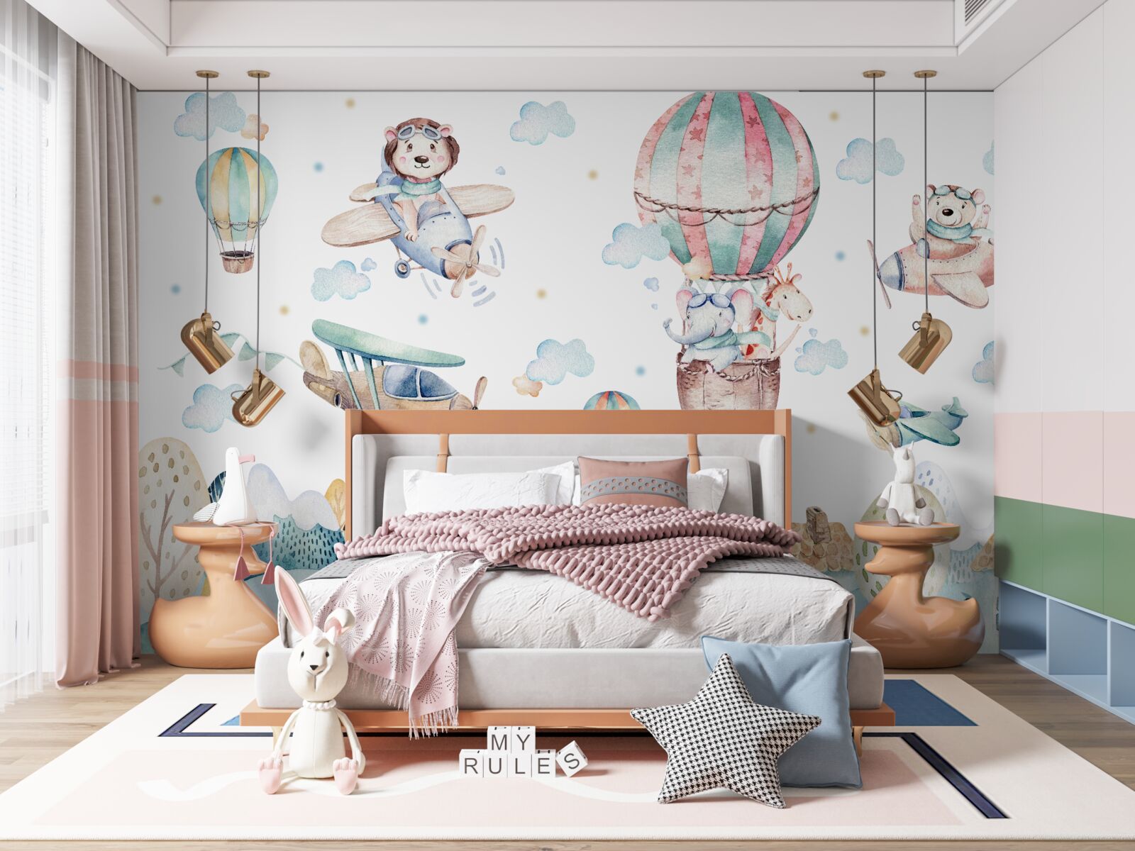 Fototapeta mesto, nad ktorým lietajú zvieratá