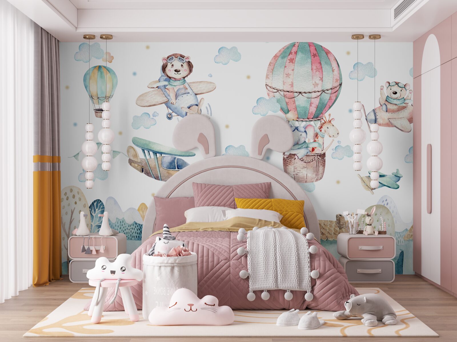 Fototapeta mesto, nad ktorým lietajú zvieratá