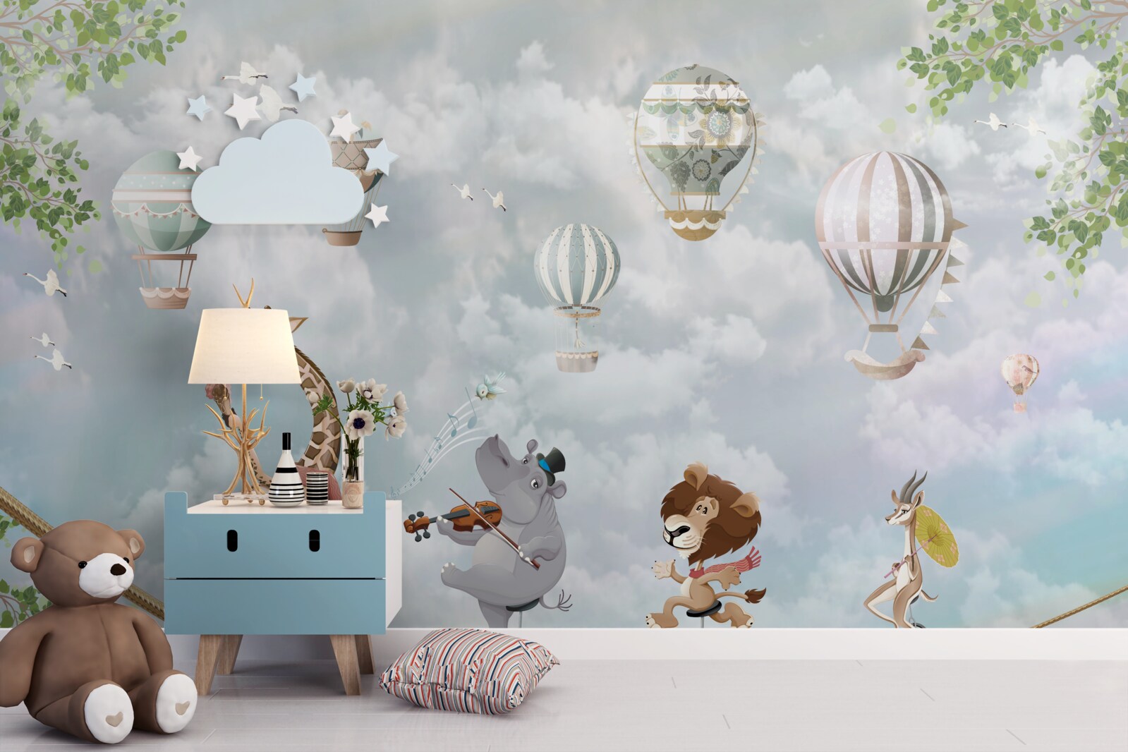 Fototapeta zvieratá balansujúce na lane na dvojkolesovom bicykli