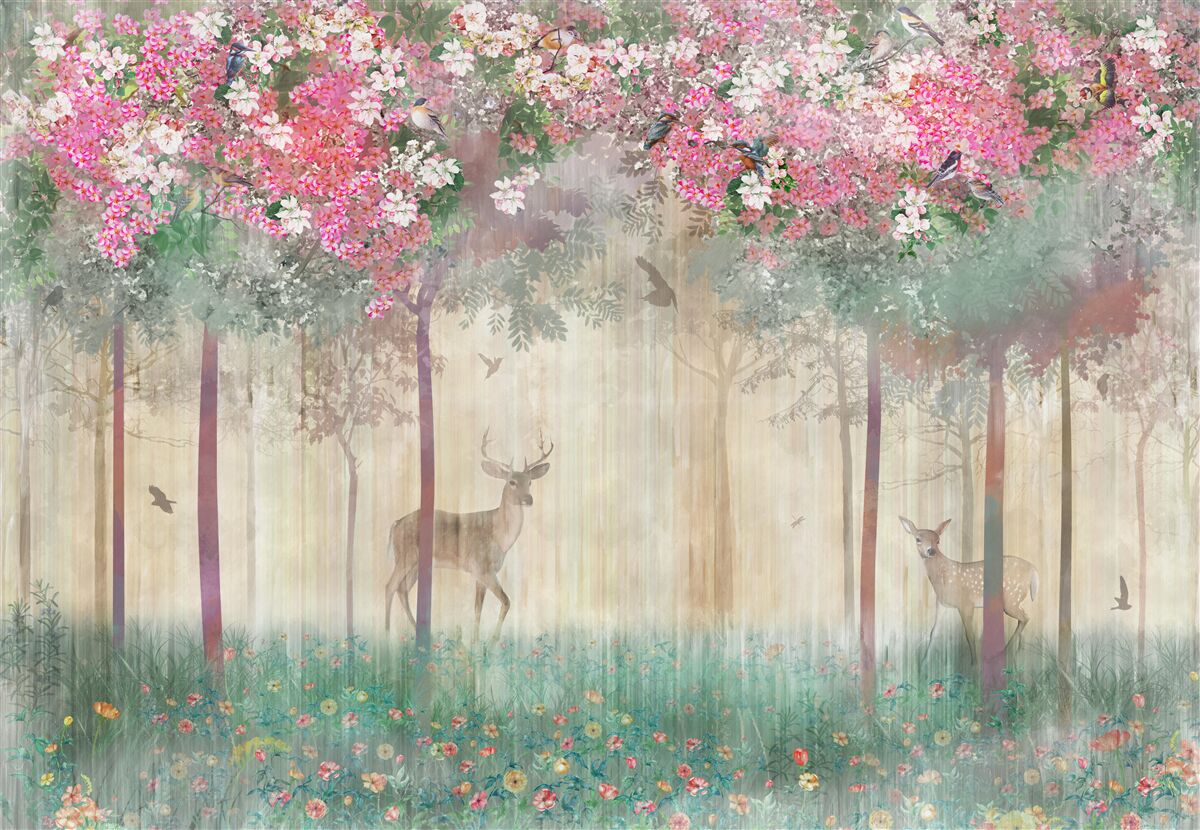 Fototapeta záhrada, kde svieti jelene